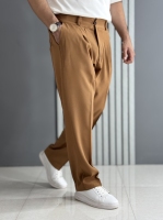 شلوار نیم بگ مازراتی قهوه ای ( قد 105سانت / پشت کمر کش )