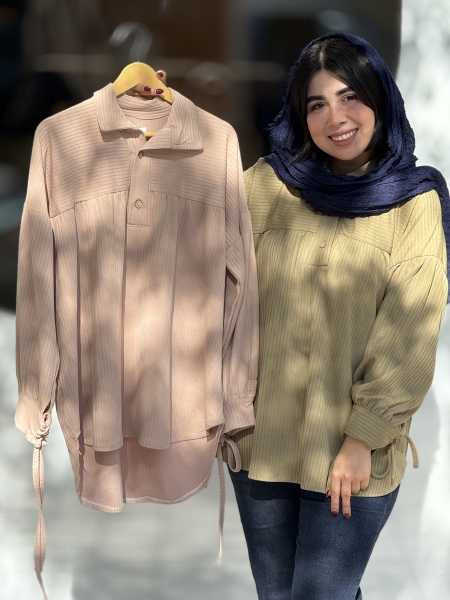 مانتو پاییزه فیتیله ای آستین بندی