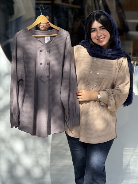 مانتو پاییزه جلو پاگون 6 دکمه