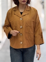 کت آستردار دکمه چوبی