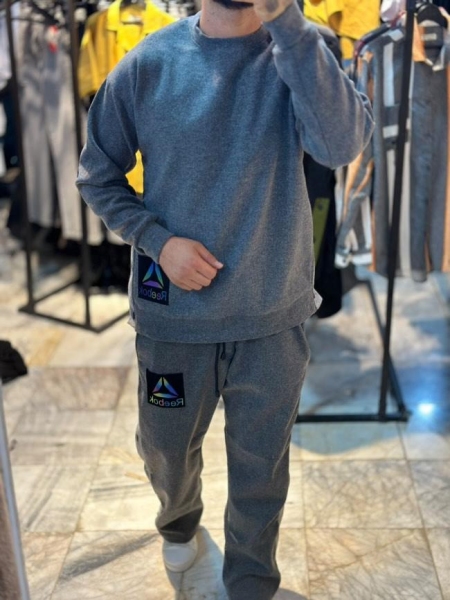 ست Reebok بغل دکمه پارچه فوتر رنگ طوسی تیره