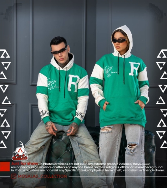 هودی ترکیبی سبز و سفید