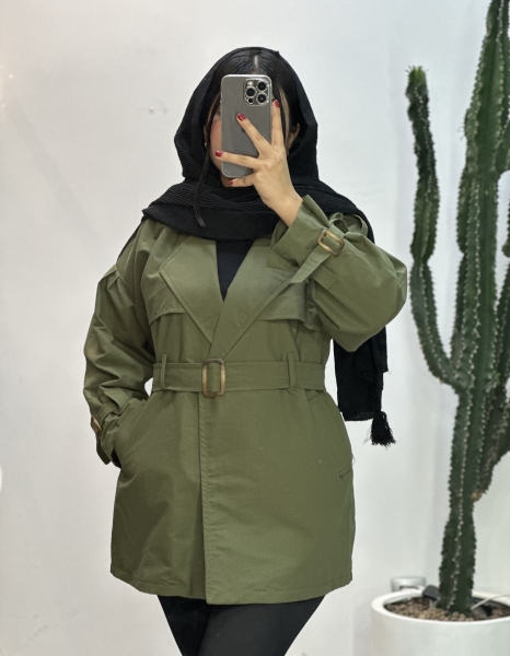 بارانی سرشانه پیل کمردار