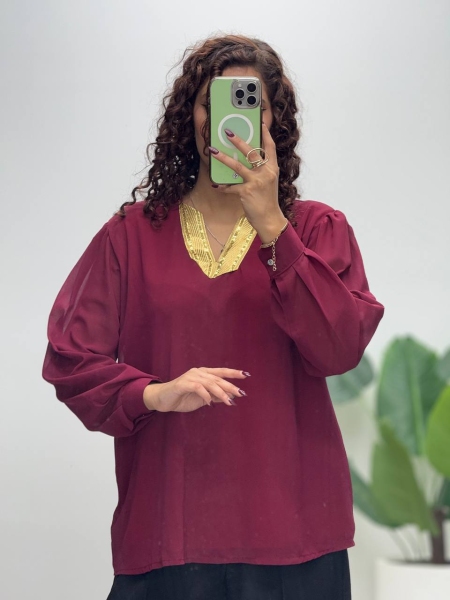 شومیز حریر خرجکار7طلایی