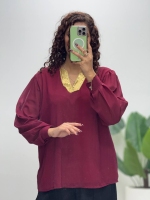 شومیز حریر خرجکار7طلایی