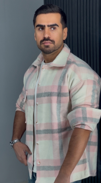 پیراهن پشمی وارداتی کرمی صورتی