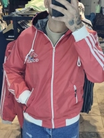 سویشرت بادگیر پارچه مموری گلدوزی adidas رنگ قرمز درجه 1