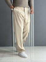 شلوار نیم بگ مازراتی کرم ( قد 105 سانت/ پشت کمر کش )