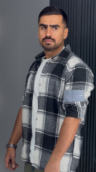 پیراهن پشمی مشکی سفید