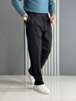 شلوار نیم بگ مازراتی کمر انگلیسی مشکی ( قد 105 سانت ، پشت کمر کش )