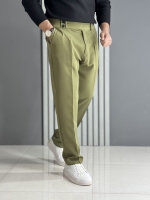 شلوار نیم بگ مازراتی کمر انگلیسی سبز ( قد 105 سانت، پشت کمر کش )