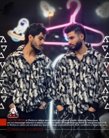 کاپشن تدی چریکی مشکی سفید