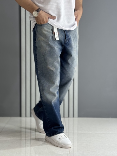 شلوار جین بگ ویژه آبی ( قد 107 سانت )