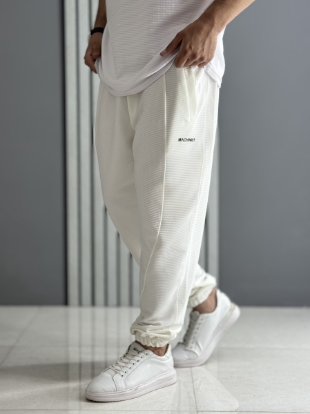 شلوار جاگر میله ای سفید ( قد 100 سانت )