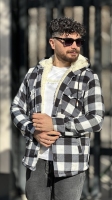 سویشرت کلاهدار داخل پشمی سفید مشکی