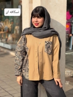 مانتو چاپی جلو دکمه کتان