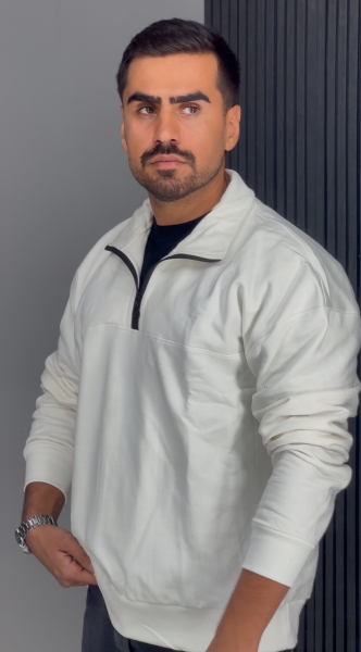 دورس نیم زیپ پنبه سفید