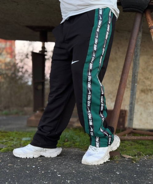 شلوار اسلش NIKE PRO مشکی نوار سبز مشکی