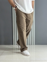 شلوار بگ استایل کتان نیل نسکافه ای ( کمر کش /قد 105سانت )