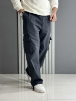 شلوار کارگو بگ استایل 5 جیب طوسی تیره ( کمر کش / قد 105 سانت )