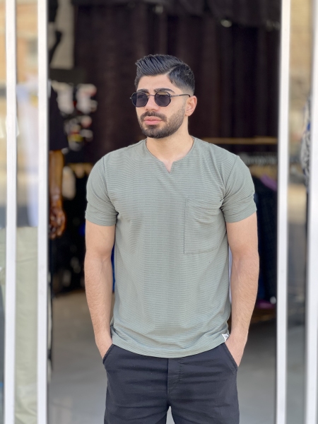 تیشرت یقه کوبایی مراکش Azad سبز