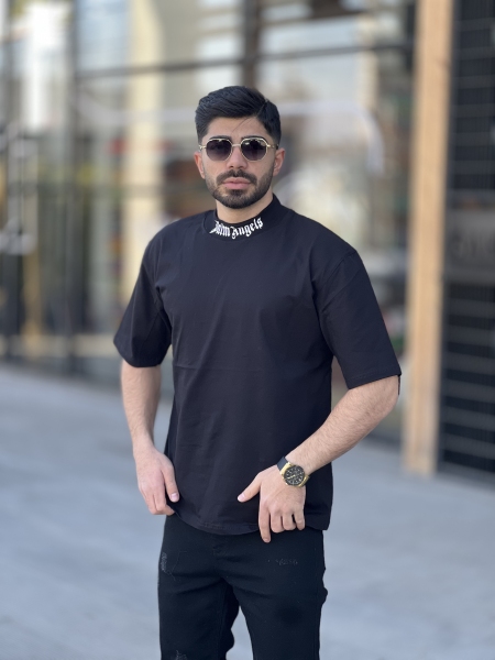 تیشرت یقه 5 سانت Palm Angels مشکی
