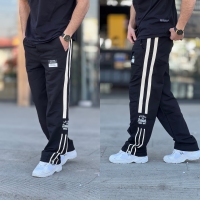 شلوار بگ گلکسی Adidas نوار کرمی مشکی