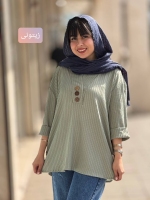 مانتو یقه3دکمه چوبی