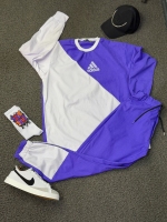 ست تیشرت و اسلش حراجی میکرو ADIDAS بنفش سفید