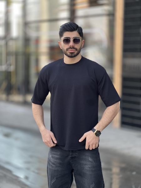 تیشرت بیسکوییتی آستین سه رب مشکی