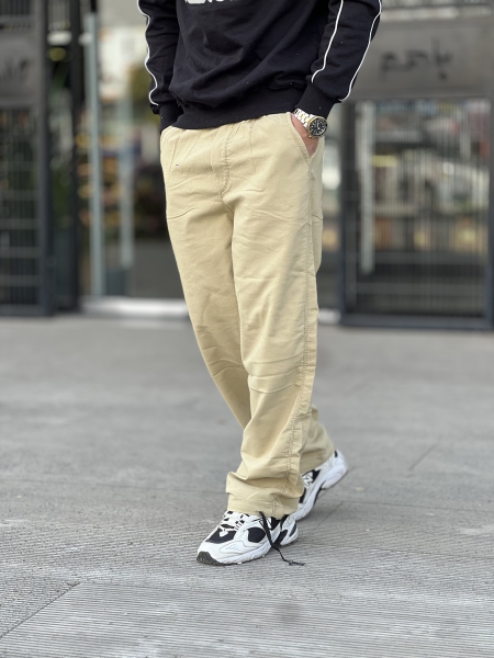 شلوار نیم بگ دمپابند کتان نیل Arizo کرمی