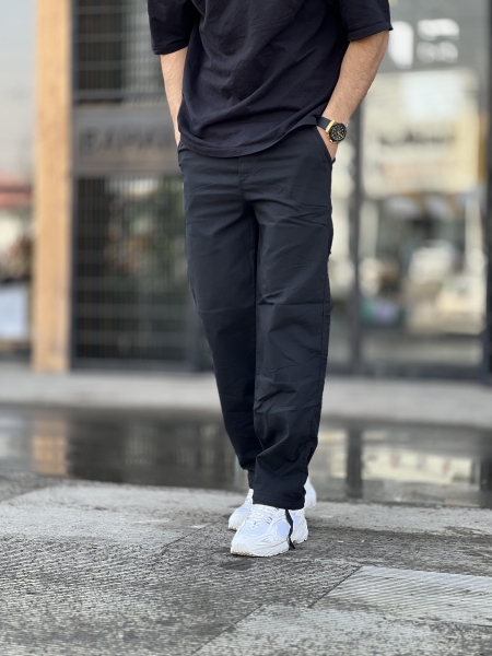 شلوار نیم بگ دمپابند کتان نیل Arizo مشکی