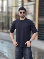 تیشرت بیسکوییتی آستین سه رب مشکی