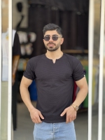 تیشرت یقه کوبایی بافتی Mod مشکی