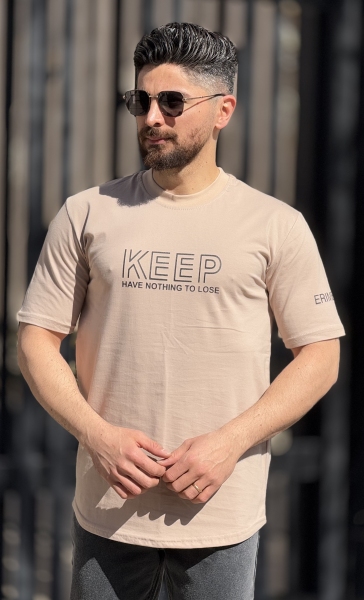 تیشرت طرح keep کرم