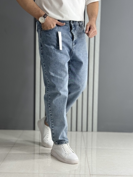 شلوار مام فیت آبی روشن کجراه ( قد 100 سانت )