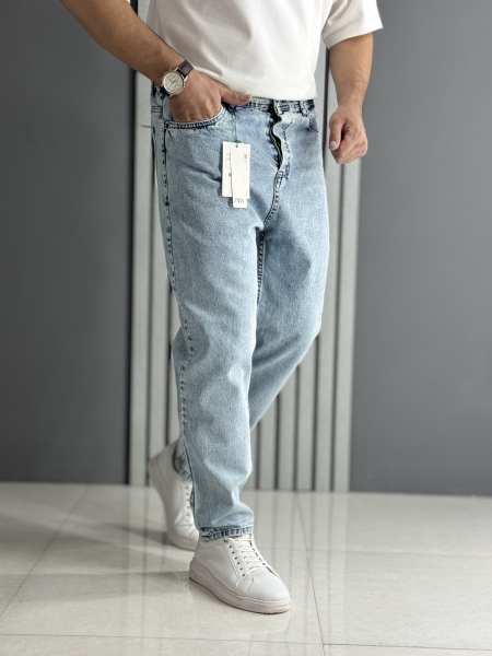 شلوار جین مام فیت آبی یخی ( قد 100 سانت )