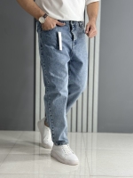 شلوار مام فیت آبی روشن کجراه ( قد 100 سانت )