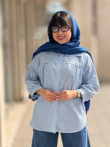 شومیز راه راه سینه چین
