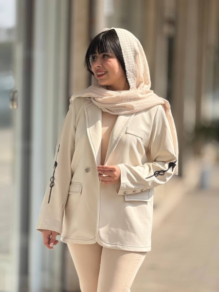 کت آستین گلدوزی دکمه طلایی