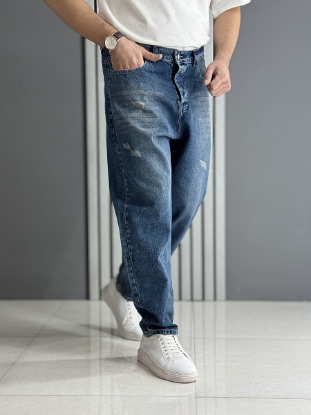 شلوار جین مام استایل آبی ( قد 105 سانت )