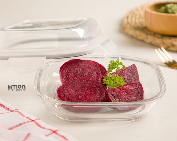 ظروف شیشه ای سرو و نگهداری دربدار 520 میلی لیتر