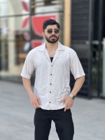 پیراهن بافتی یقه انگلیسی IQ کرمی