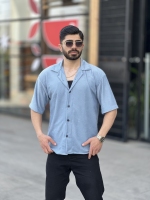 پیراهن بافتی یقه انگلیسی IQ آبی آسمانی