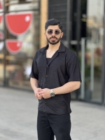 پیراهن بافتی یقه انگلیسی IQ مشکی
