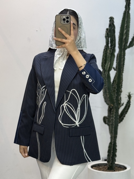 کت گلدوزی دیپلمات آستین دکمه