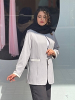 کت یقه ایستاده ترکیبی سفید