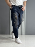 شلوار مام فیت سرمه ای پارچه ترک ( قد 100 سانت )