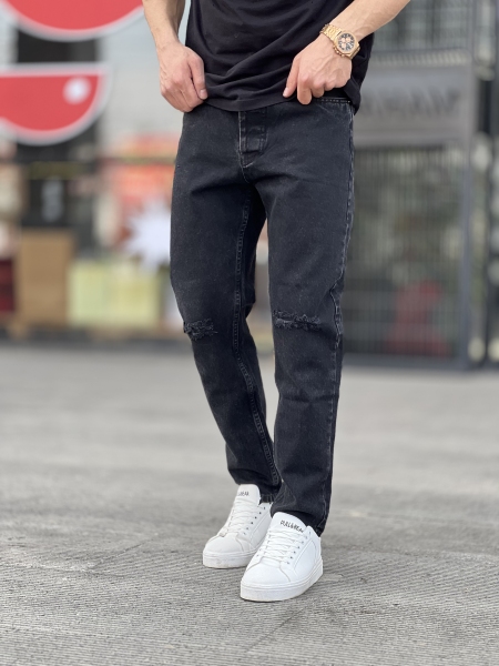 شلوار مام فیت Zara Vip ذغالی زانو زاپ کد 6736