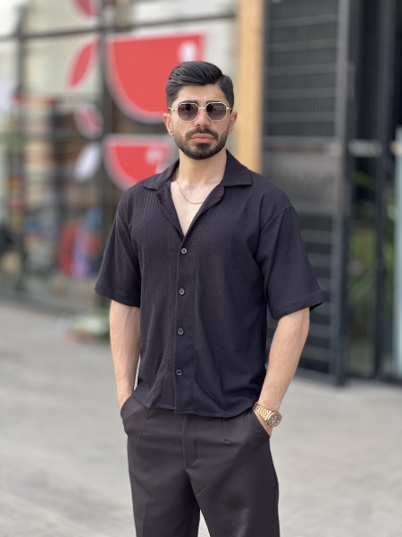 پیراهن زنبوری یقه انگلیسی مشکی